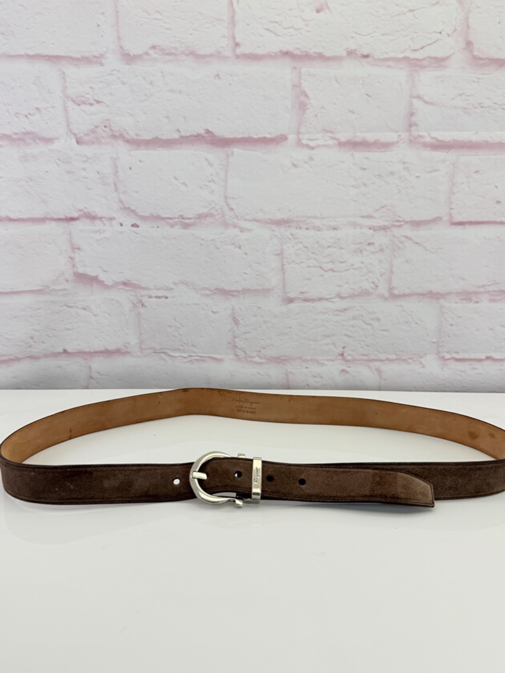 Salvatore Ferragamo Tan Suede Gancini Leather Belt 105/42” Unisex